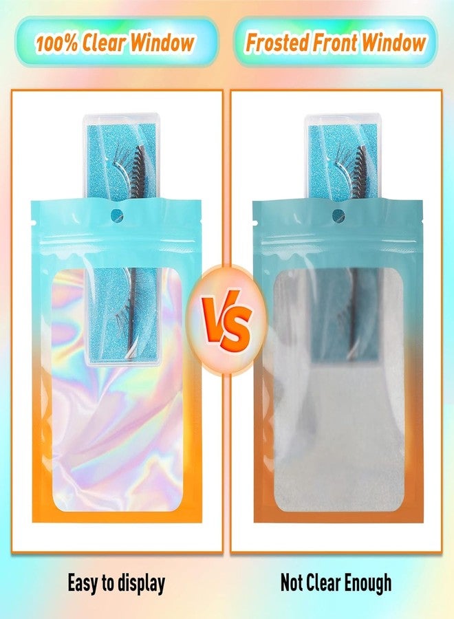 TRUE SHOP HOLOGRAPHIC BAGS MYLAR CLEAR, WINDOW SMELL PROOF, FOIL SEAL POUCH RESEALABLE WITH ZIPLOCK,PACKAGING BAGS FOR FOOD STORAGE,JEWELRY,BUSINESS SUPPLLY COLOR BLUE ORANGE (20, 9X16 CM) - Image 3